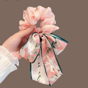 Pink Satin Bow Scrunchie
