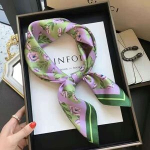 Silk Floral Print Neck Scarf