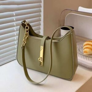 Olive Green Zip-Top Bucket Bag