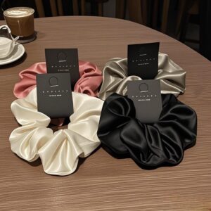 Black & White Satin Scrunchie Pack